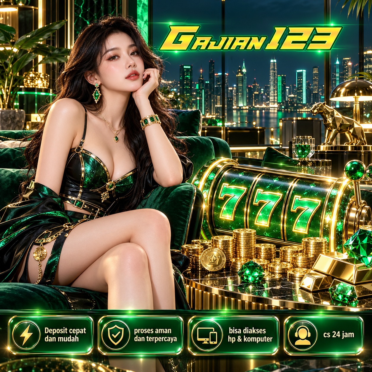 Banner GAJIAN123 MANTAP bertema hiburan digital